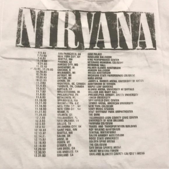 SOLD OUT White Nirvana Vintage Concert Utero Band Graphic T-Shirt - Picture 5 of 7